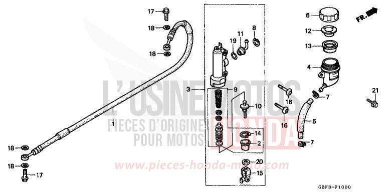HAUPTBREMSZYLINDER, H. von CR80R "große Räder" NEUCLEAR RED (R177) von 1996